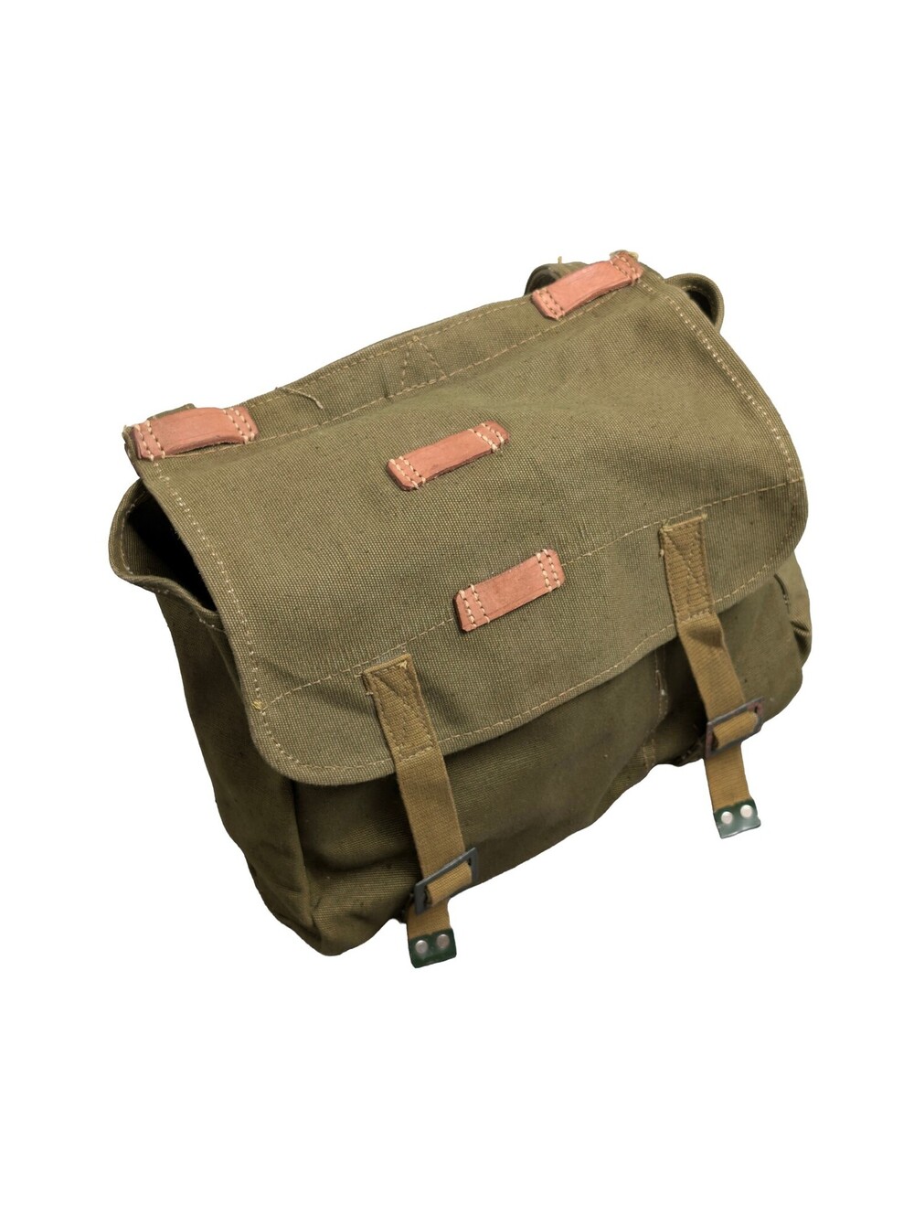 Army Surplus Bread Bag Haversack Romanian OD Canvas Leather